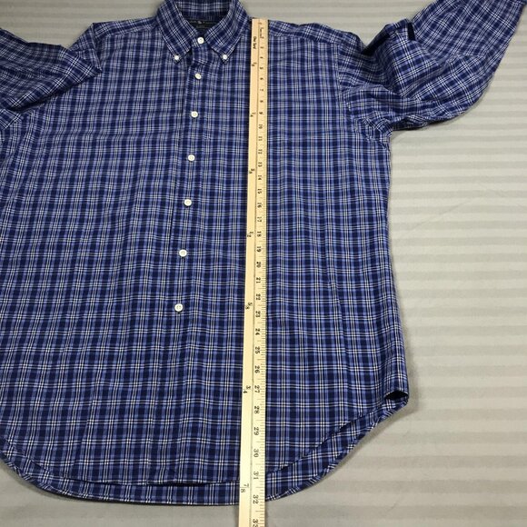 Ralph Lauren Shirt Mens Medium Blue Plaid Blake Button Down Cotton Long Sleeve - Picture 6 of 10
